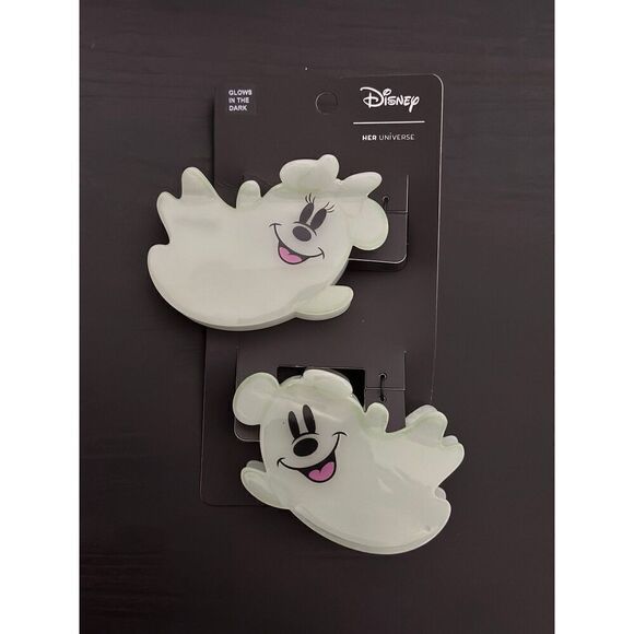 Disney Mickey Mouse & Minnie Mouse Ghost Glow-In-The-Dark Claw Hair Clip Set